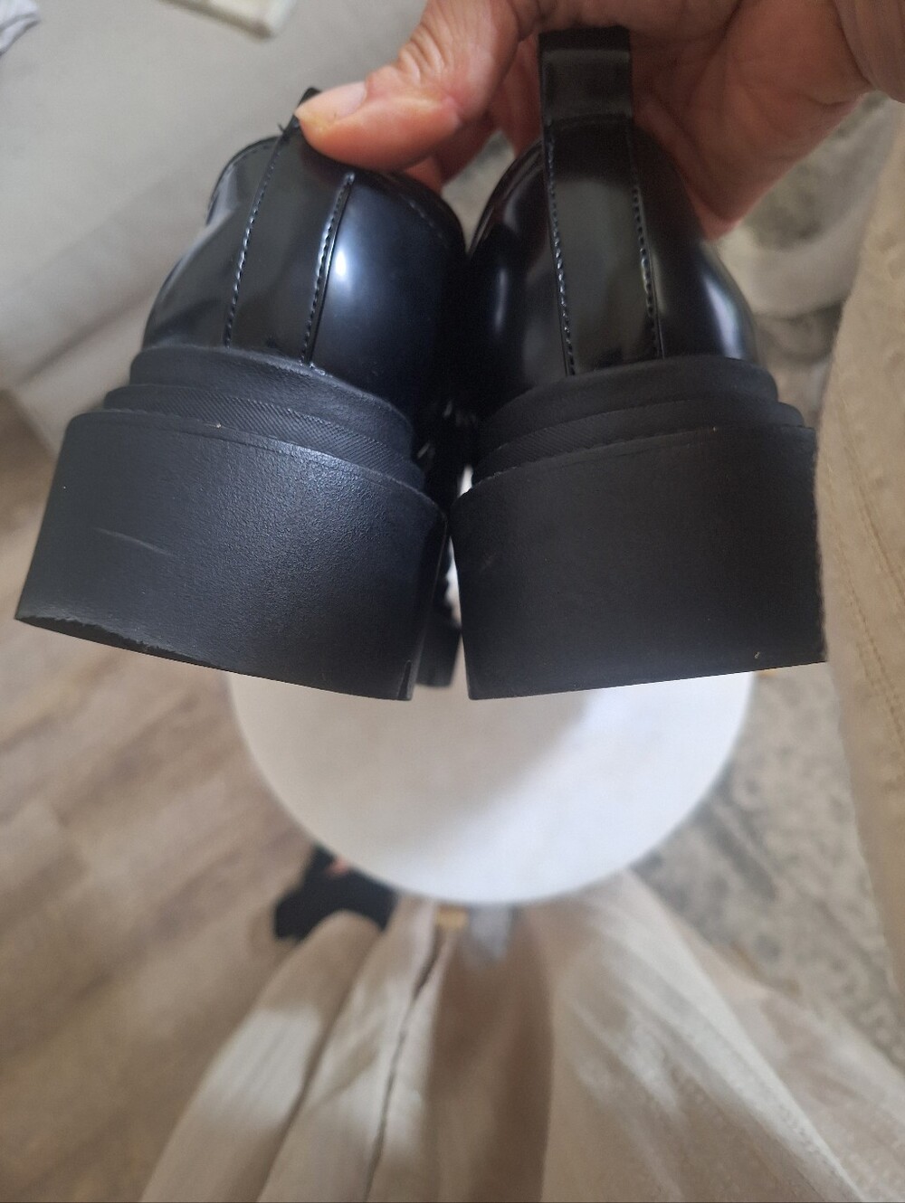 Madden Girl Black Patent Loafers with Dark Silver Horsebit Hardware - Picture 4 of 8